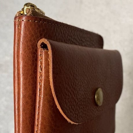 CINQ DESIGN サンクデザイン　小さめの財布 キャメル ブラウン 小銭入れ レザー 革財布 革 牛革 イタリアンレザー コンパクトウォレット 中古美品