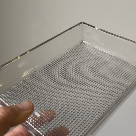 アンティーク プレスガラス スクエアトレー 幅約20cm 角皿 古硝子パッド  クリアカラー  大正期 レトロ食器 ヴィンテージ食器 気泡ガラス フルーツ皿 デザート皿 美品範疇