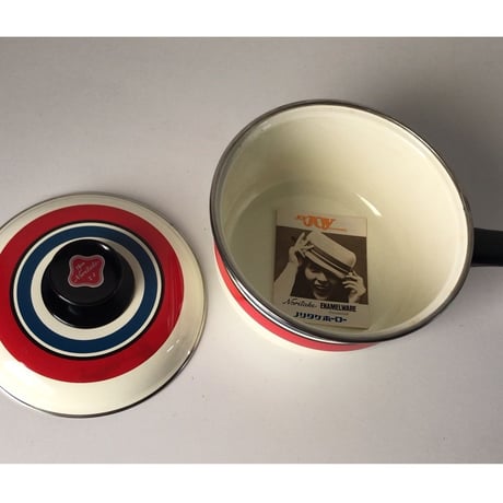Noritake ノリタケ ヴィンテージ 琺瑯(ホーロー) 片手鍋  トリコカラー  ランダムストライプ   デッドストック 未使用品