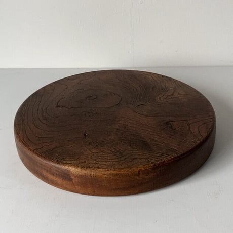 欅  くり抜き 丸盆 木製無垢 幅約36cm  木のお盆 トレー  木工品 工芸品 古いお盆 ヴィンテージフォークアート 美品