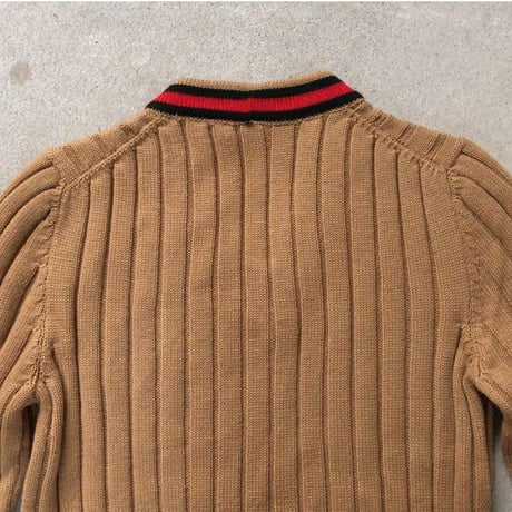 GUCCI  オールドグッチ  ケーブル編み チルデンセーター   ウール素材   size 46   70s ヴィンテージ希少品  好配色  イタリア製  made in italy