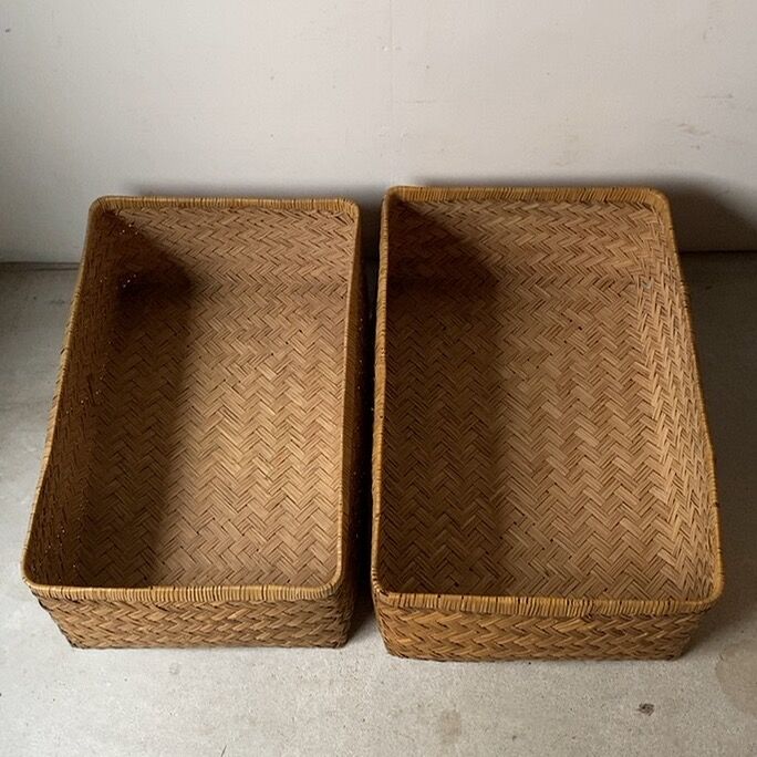 柳行李 古道具 収納 竹細工 幅約59cm 過多 柳行李 古道具 収納 竹細工 幅約59cm 過多