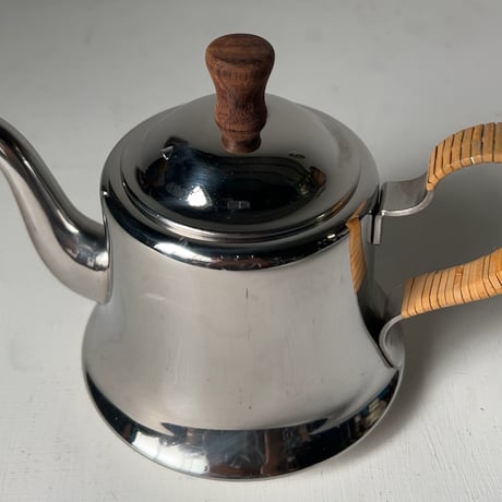 YUKIWA ユキワ  ナポレオンケトル　0.6L ステンレス ミニポット 薬缶 急須 茶器 藤巻 木製無垢摘み 美品範疇