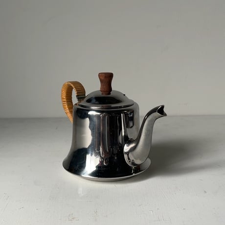YUKIWA ユキワ  ナポレオンケトル　0.6L ステンレス ミニポット 薬缶 急須 茶器 藤巻 木製無垢摘み 美品範疇