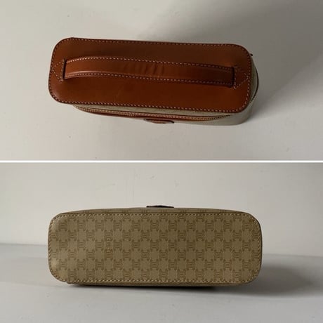CELINE オールドセリーヌ ヴァニティバッグ 幅約21cm マカダム ベージュ/ブラウン レアカラー バニティ 化粧ポーチ