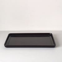 唐木 紫檀 角盆(長方盆)　くり抜き四方盆　高級材のお盆　スクエアトレー　黒茶　微量のクラック有