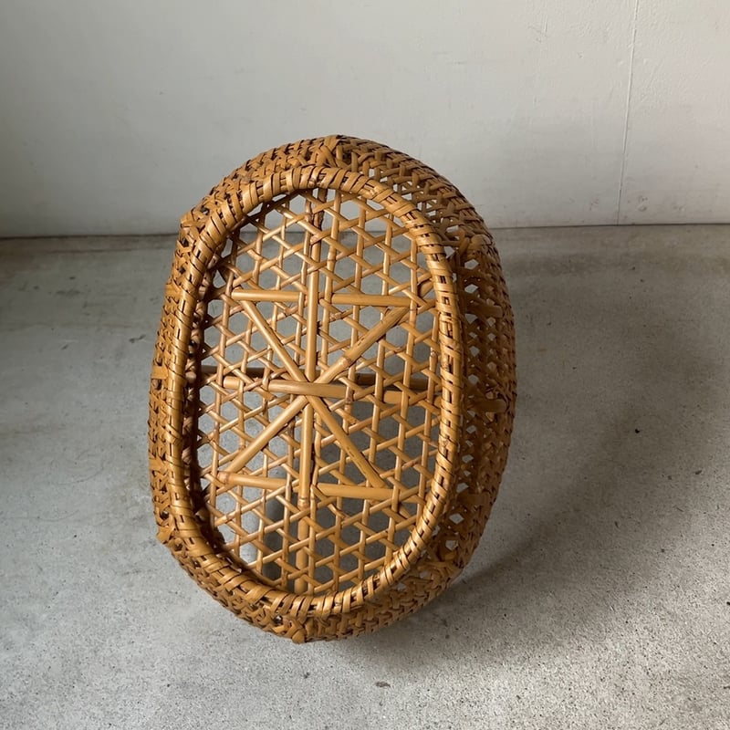 竹編みの市場籠 幅約35cm ワンハンドルの竹籠 市場籠 野菜籠 洗い籠 足