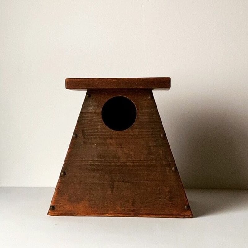 昭和初期 木製丸穴 古い踏台 杉材無垢 リベット補強 グッド