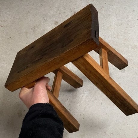 80〜90s 大阪民藝館販売品 木工腰掛け 作業椅子 踏台 ステップ  ヴィンテージクラフトチェア 木の椅子 木の台