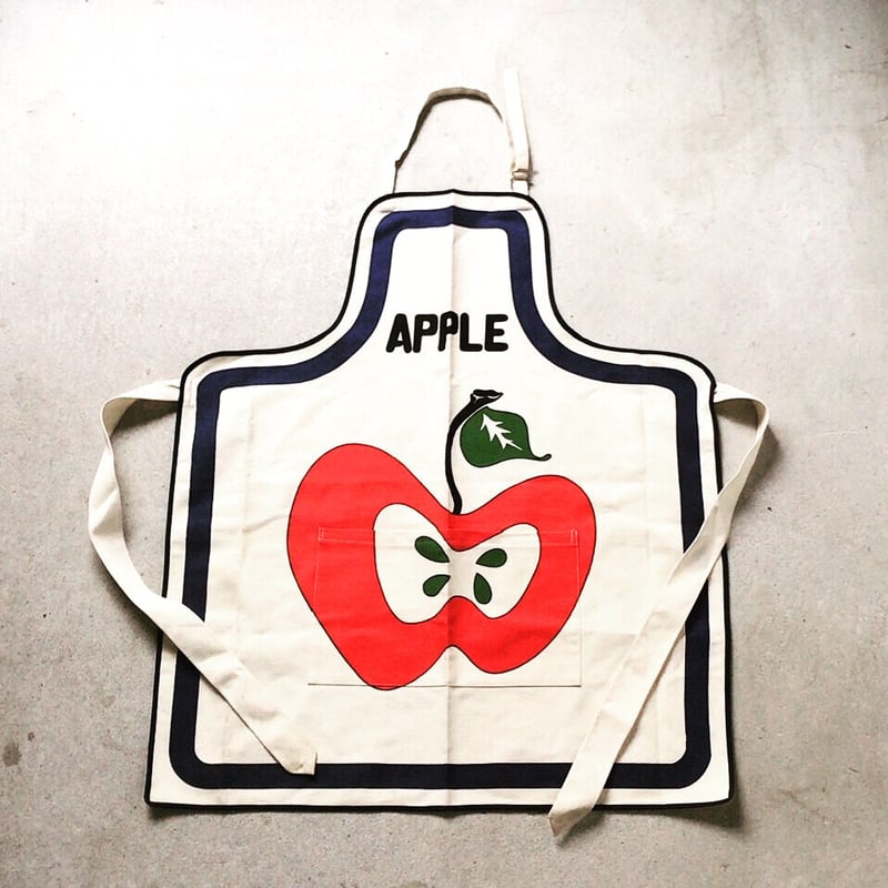 70s ヴィンテージ エプロン アップルモチーフ 林檎柄 デッドストック