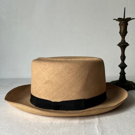 KLEINHANS Co.  ECUADORIAN PANAMA HAT  戦前阪急ハットボックス付き 1940s-50s ヴィンテージパナマハット 実寸頭周約57cm  良品