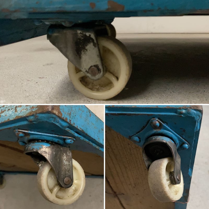 ヴィンテージ トロリー 紐台車 キャスターカート 古い台車 スチール