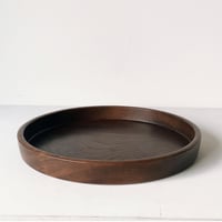 欅 くり抜き盆 木製トレー 大きめサイズ 36.5cm お盆 木工品 黒ヤケ美木目 工芸品 民藝 茶道具 番茶 煎茶 丸盆