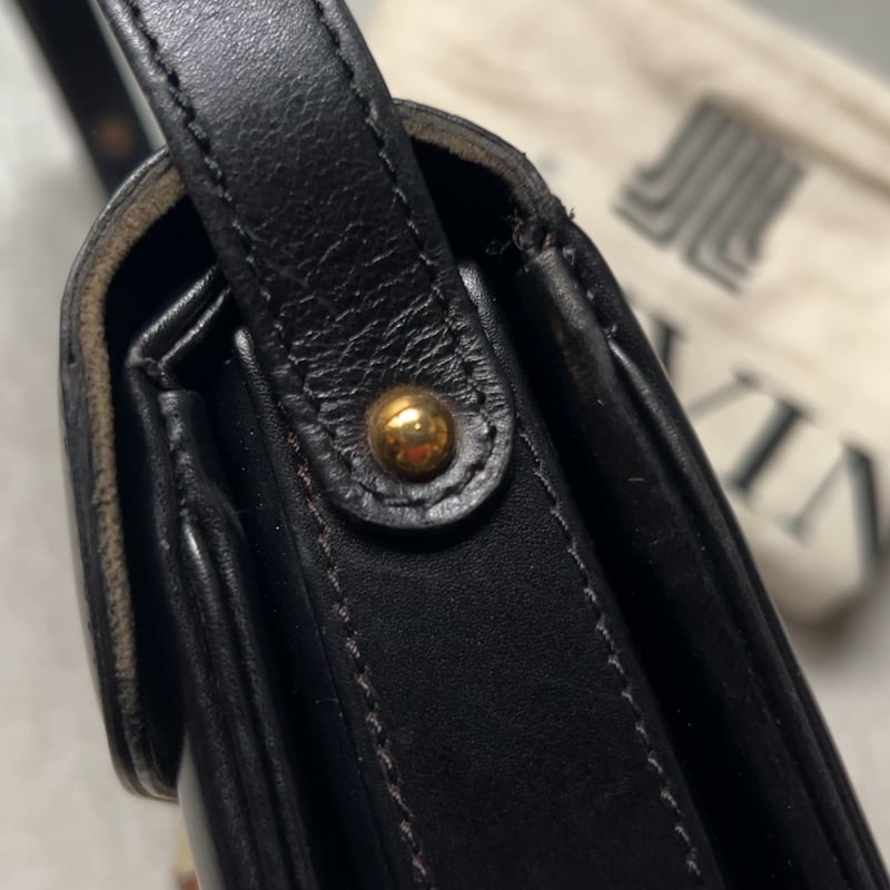 ランバン ☆ ヴィンテージ PVC レザー ロゴ ショルダーバッグ 仏製 ランバン LANVIN ☆ ヴィンテージ レザー ショルダーバッグ フランス製
