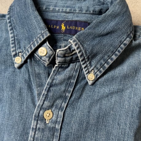 RALPH LAUREN ラルフローレン デニムシャツ シャンブレーシャツ ボタンダウン ポニー刺繍  size SP  POLO ポロ 中古美品