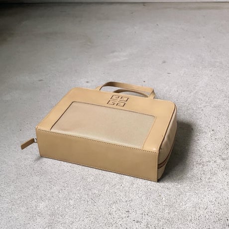 GIVENCHY  ジバンシィ  ミニハンドバッグ  レザー／ファブリック  ライトベージュ ラウンドファスナー 中古美品