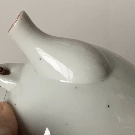 松風 古い茶器セット(急須+蓋茶碗5客) 桃柄 桃図 植物画   竹持ち手 湯呑 煎茶器