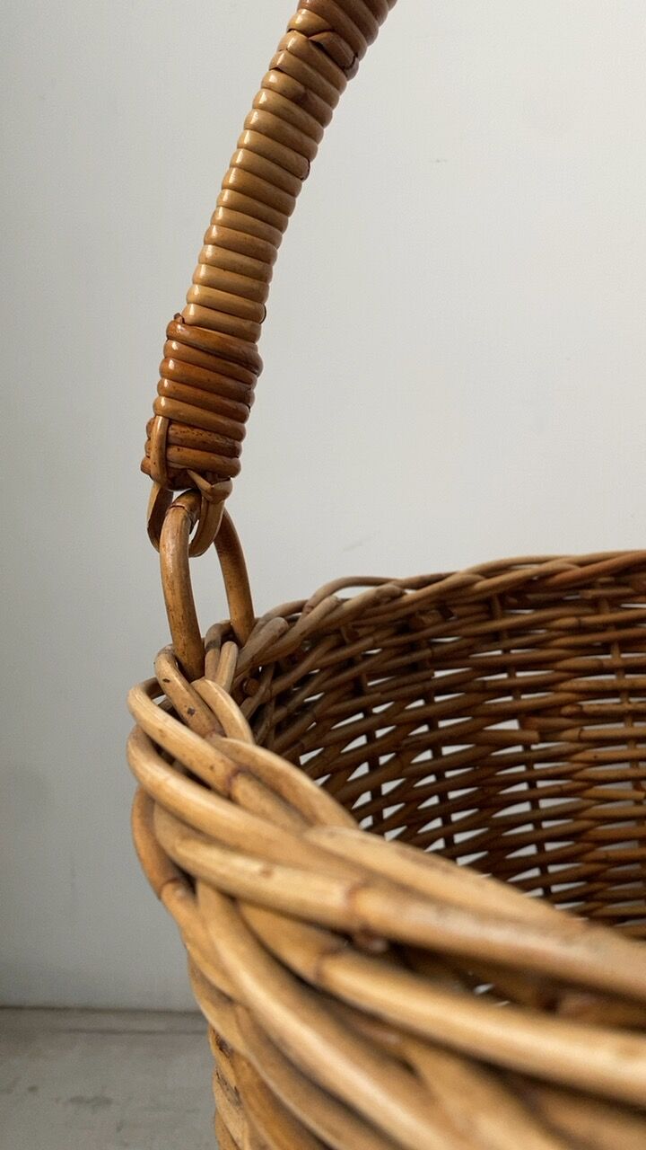 ラタン製巨大ワンハンドルランドリーバスケット48cm ラタン製巨大ワンハンドルランドリーバスケット48cm