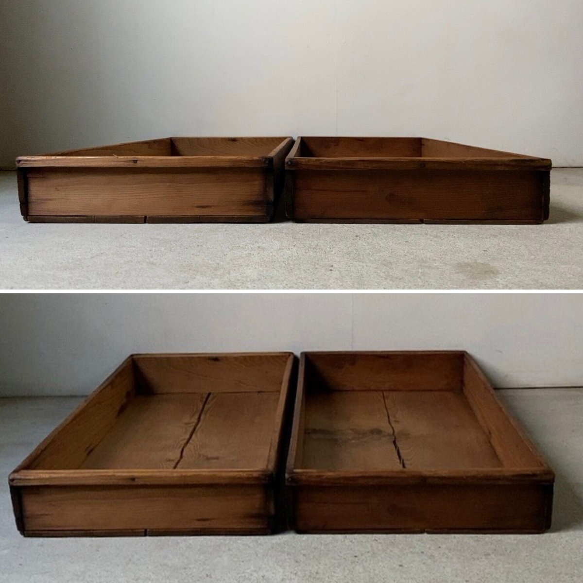 古い餅箱 (2個＋蓋1枚) セット販売 大正10年 杉無垢材 古材 墨文字