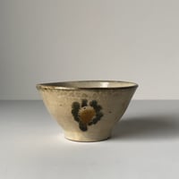 古琉球 やちむん 4.5寸マカイ 古作 登窯 犬の足跡模様 呉須と飴釉の2色構成 昭和期 ヴィンテージ フォークアート