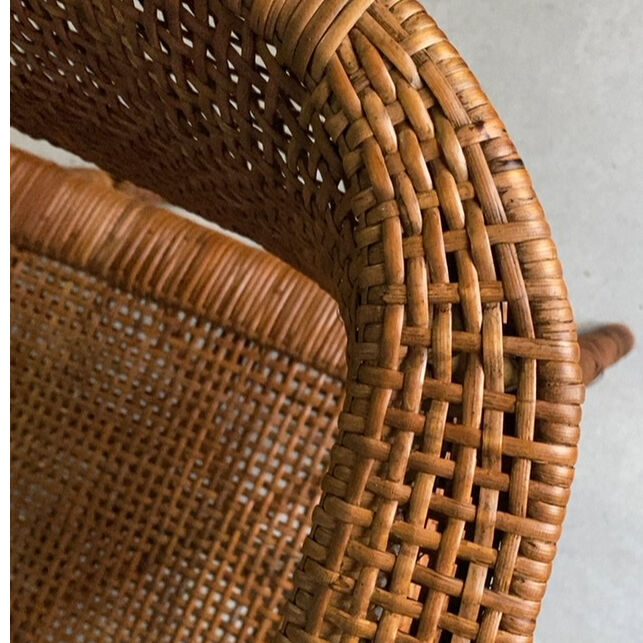 ジャパンヴィンテージ 籐編みのアームチェア 1960年代 シンプル