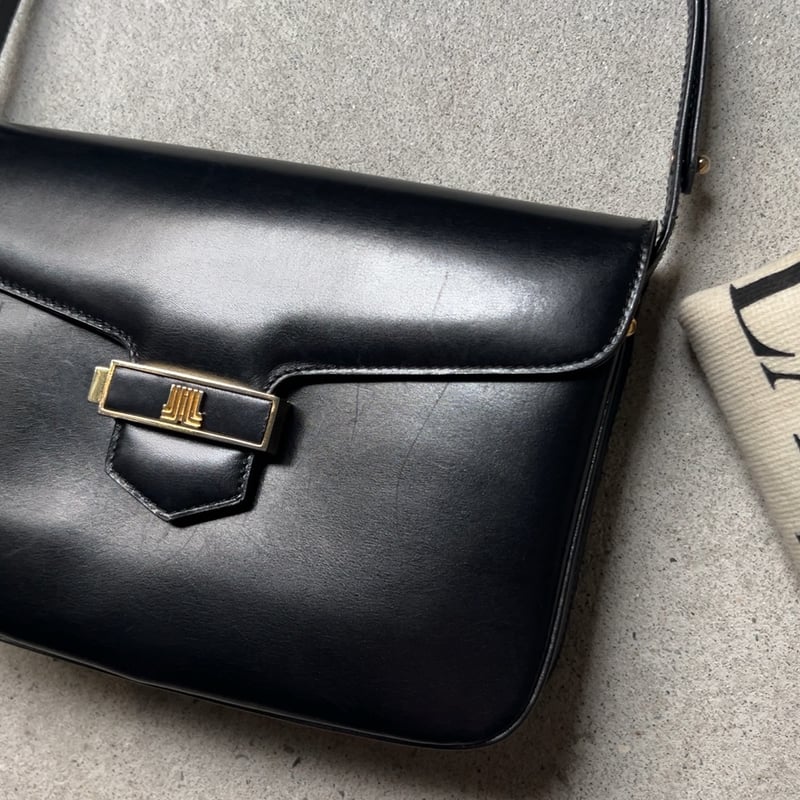 80s VINTAGE LANVIN レザー 2wayショルダーバッグ/ハンドバッグ フラン