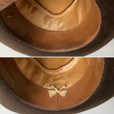 Takashimaya 高島屋  ヴィンテージハットダークブラウン 短起毛 ソフト帽 頭周約56cm 山高帽 中折れ帽