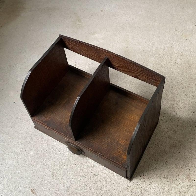 古い引出し本立て 1杯引出し1枚仕切 木製無垢材＋銅金具 昭和2年