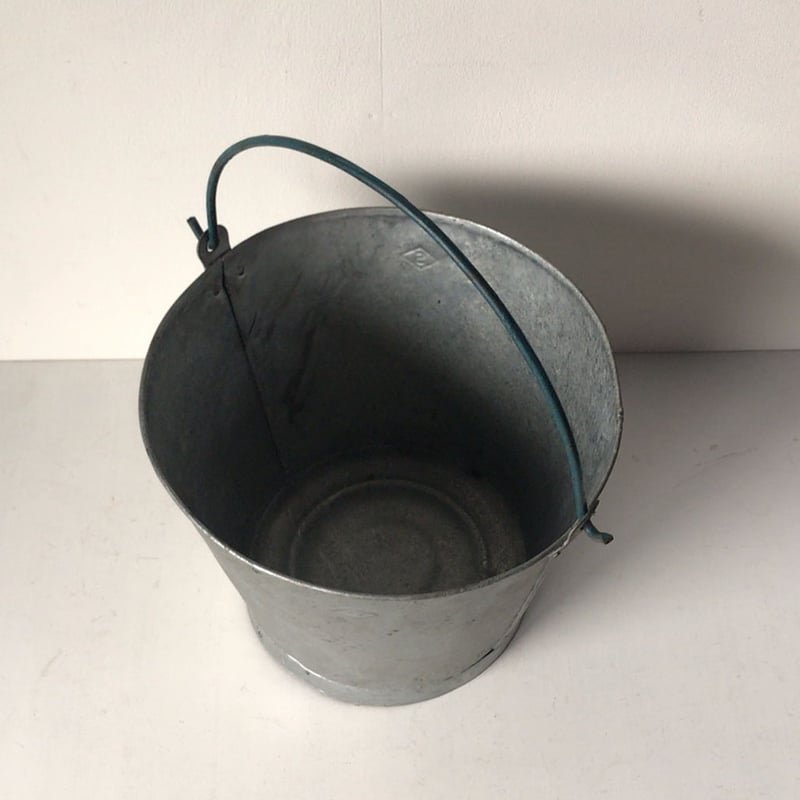 ヴィンテージ シャビー 持ち手付き ブリキバケツ 楕円 アンティーク 2