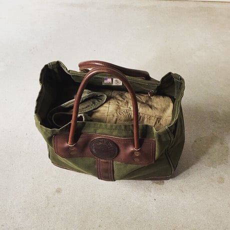 Duluthpack ダルースパック スポーツマントート モスグリーン×ダークブラウン レザーキャンバス トートバッグ 中古美品 made in usa