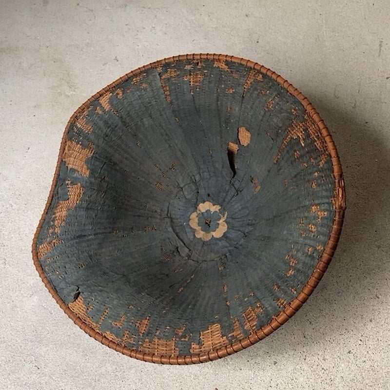 江戸期ー明治期 籐編陣笠 編み笠 網代笠 旅笠 籐笠 騎射笠 端反笠 日除