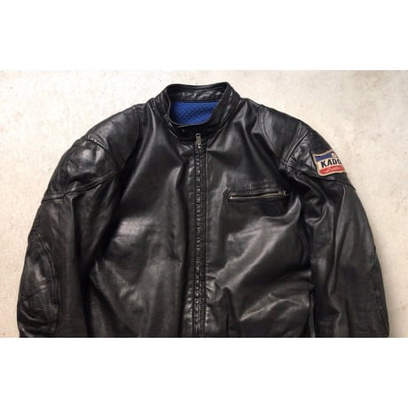 KADOYA  カドヤ   70sヴィンテージ モーターサイクルレザースーツ  セパレート ライダースジャケット  レザーパンツ ワッペン有  オールドカドヤ  made in  JAPAN  