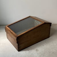 1940-1950s 木製ブリキ内張のガラスケース  米屋ショーケース 茶葉ショーケース 傾斜ガラス 木製無垢材 木箱  ジャパンヴィンテージ