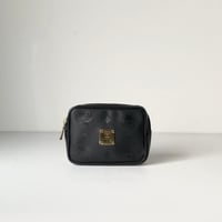 MCM オールドエムシーエム ヴィセトス柄 モノグラム ブラック ミニポーチ ナイロン/レザー コンビ  化粧ポーチ 小物入れ カメラケース  中古美品