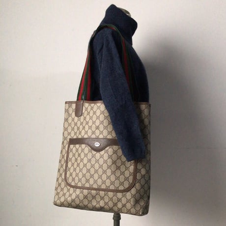 GUCCI オールドグッチ  トートバッグ　シェリーラインハンドル GG柄 コーティングキャンバス 保存袋付き 極美品　ヴィンテージバッグ