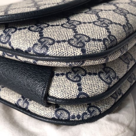 GUCCI グッチ オールドグッチ  コーティングGGキャンバス  ショルダー バッグ ネイビー  ヴィンテージ 中古美品