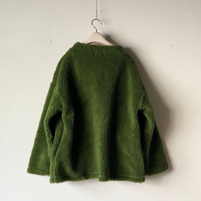 mao made マオメイド モックネックノーカラーボアジャケット もこもこ
