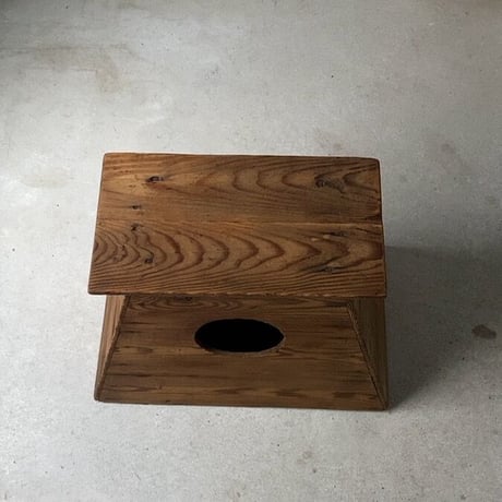 昭和期 木製踏台 丸穴屑入れ 杉無垢材 アンティークステップ 花台 スツール 良品  メンテナンス済