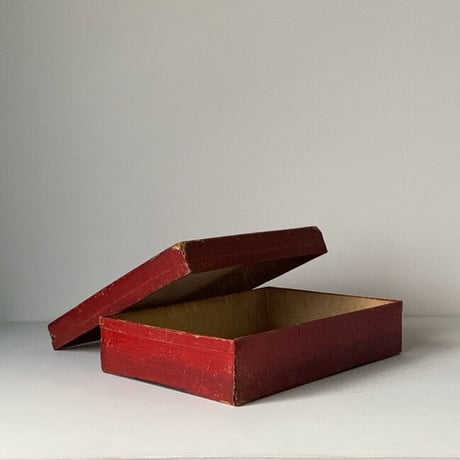 赤い道具箱  昭和初期の紙箱  31cm  昭和9年の卒業証書を保管していた書類箱  ジャパンヴィンテージ
