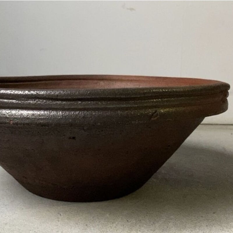 古い大すり鉢 37cm 赤土 土器のような大鉢 メダカ鉢 金魚鉢 水栽培