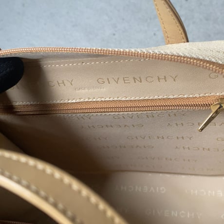 GIVENCHY  ジバンシィ  ミニハンドバッグ  レザー／ファブリック  ライトベージュ ラウンドファスナー 中古美品