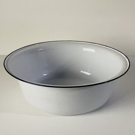 KIYOSU enameled ware キヨス ホーロー 洗面桶 36cm 大きめの洗面器 白/紺 ヴィンテージ デッドストック品 made in japan