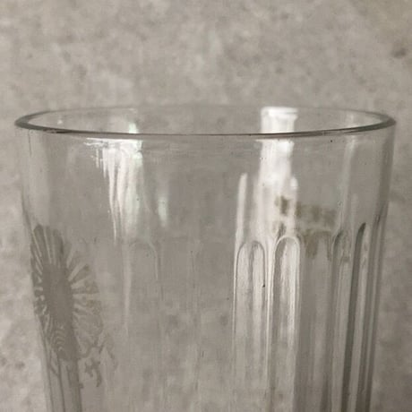 アンカーグラス  3個セット　アサヒビール/リボンシトロン アドバタイジンググラス 昭和初期  高さ10.5cm ほんのりブルーグレー アンティークグラス コップ 完品  ※3点ございます。