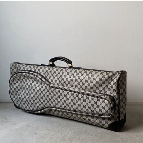 GUCCI オールドグッチ テニスラケット収納付 スポーツバッグ  GGコーティングキャンバス/レザー  ネイビー  ヴィンテージ グッチ テニスバッグ レアアイテム 希少珍品 中古美品