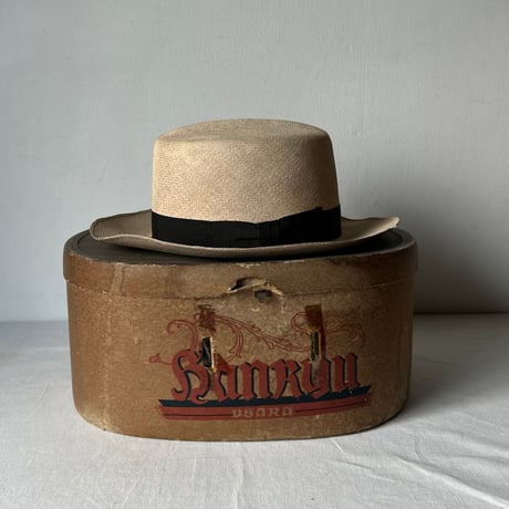 SuperOrionHat   SPECIALLY MADE FOR HANKYU DEPARTMENT STORE  阪急百貨店別注品 戦前阪急BOX付き ヴィンテージパナマハット実寸頭周約56cm