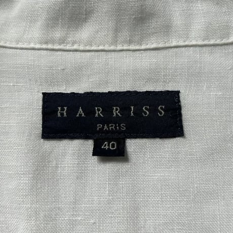 Harriss paris ハリス パリス  80s90sヴィンテージ オープンカラー リネンシャツ ホワイト フレンチアイビー フレンチトラッド mens40 良品