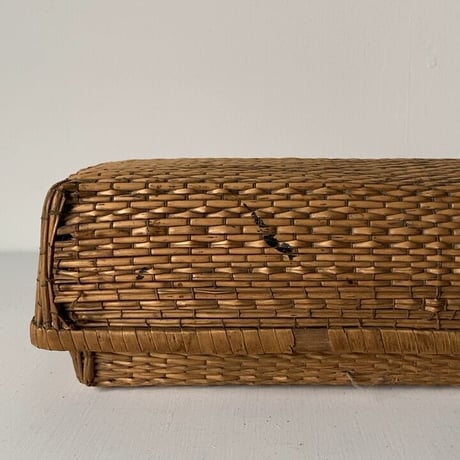 小さく細長い柳行李 32cm  昭和期 弁当行李 台帳行李 道具箱 小物入れ 小さい柳行李