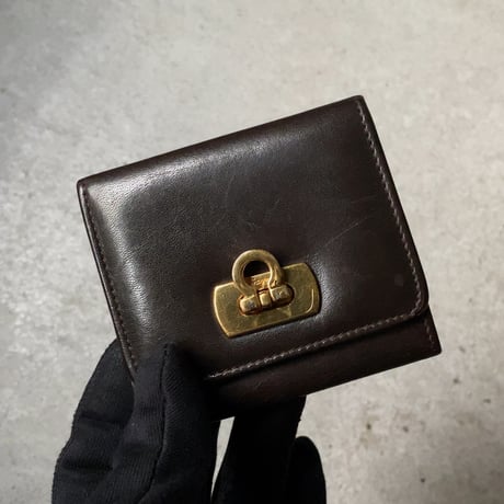 Salvatore Ferragamo サルヴァトーレ フェラガモ  ガンチーニ  レザー コインケース  ダークブラウン/ゴールド金具  中古良品