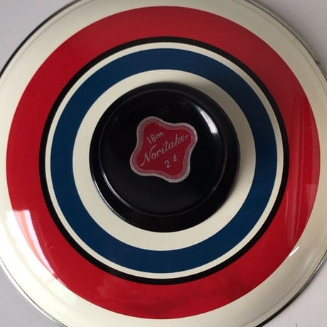 Noritake ノリタケ ヴィンテージ 琺瑯(ホーロー) 片手鍋  トリコカラー  ランダムストライプ   デッドストック 未使用品