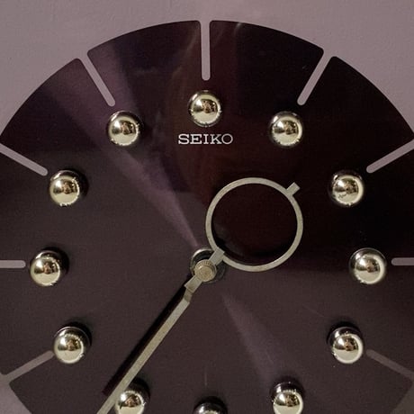 SEIKO セイコー 80s クオーツ 2針 置時計 ダークパープル文字盤 ミッドセンチュリーデザイン 昭和期 1980年代 オールドセイコー ヴィンテージクロック ジャパンヴィンテージ 実働品